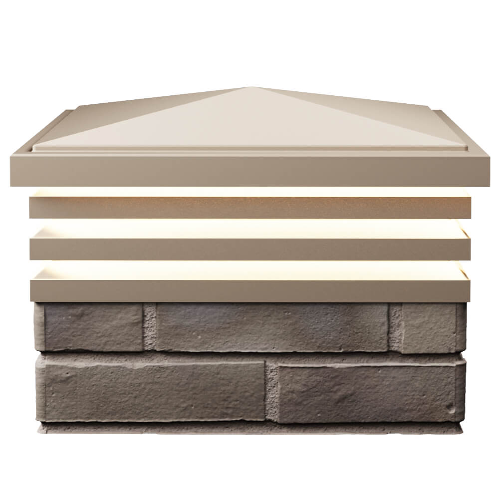 Колпак Zking Бона ХайТек Бежевый на столб 1.5х1.5 кирпича (385х385мм) с подсветкой в Клину фото