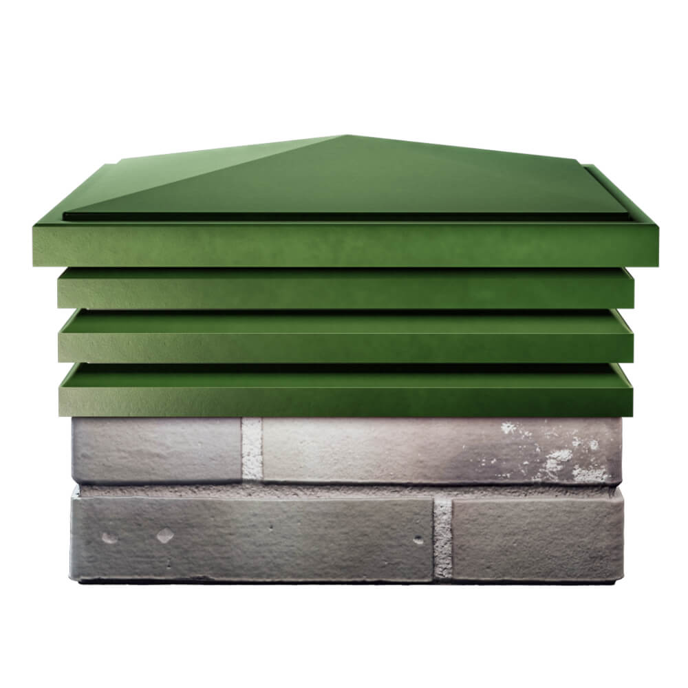 Колпак Zking Бона ХайТек Зеленый на столб 1.5х1.5 кирпича (385х385мм) Клин фото