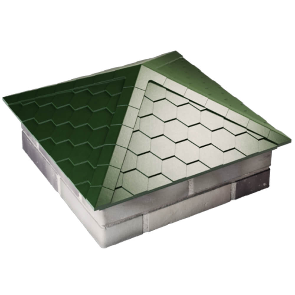 Колпак Zking Эверест Зеленый на столб 2х2 кирпича (535х535мм) Клин фото