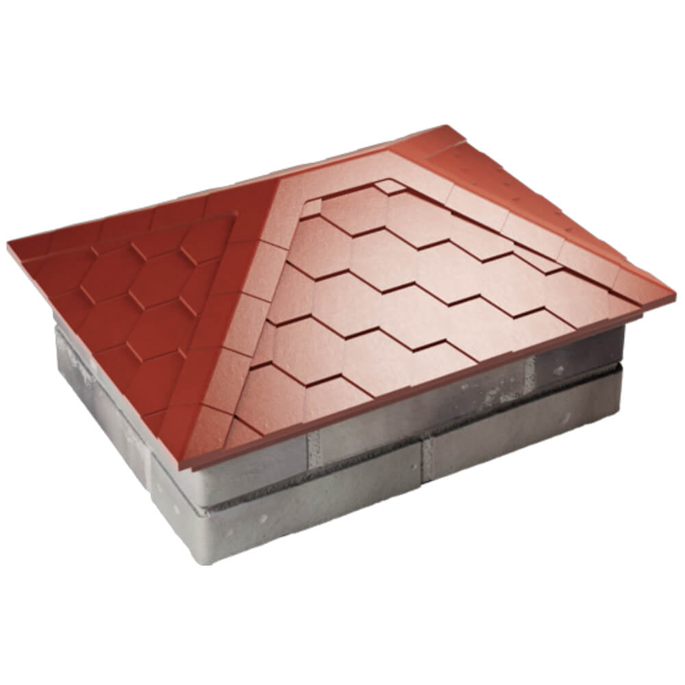 Колпак Zking Эверест Красный на столб 2х1.5 кирпича (520х390мм) Клин фото