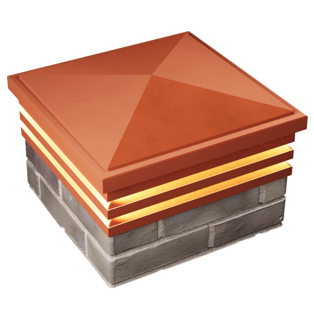 Колпак Zking Бона ХайТек Красный на столб 1.5х1.5 кирпича (385х385мм) с подсветкой в Клину фото