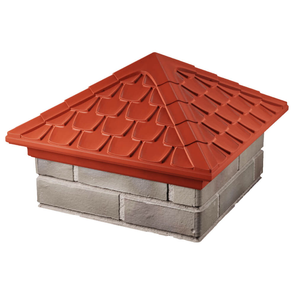 Колпак Zking Эльбрус Красный на столб 1.5х1.5 кирпича (385х385мм) в Клину фото