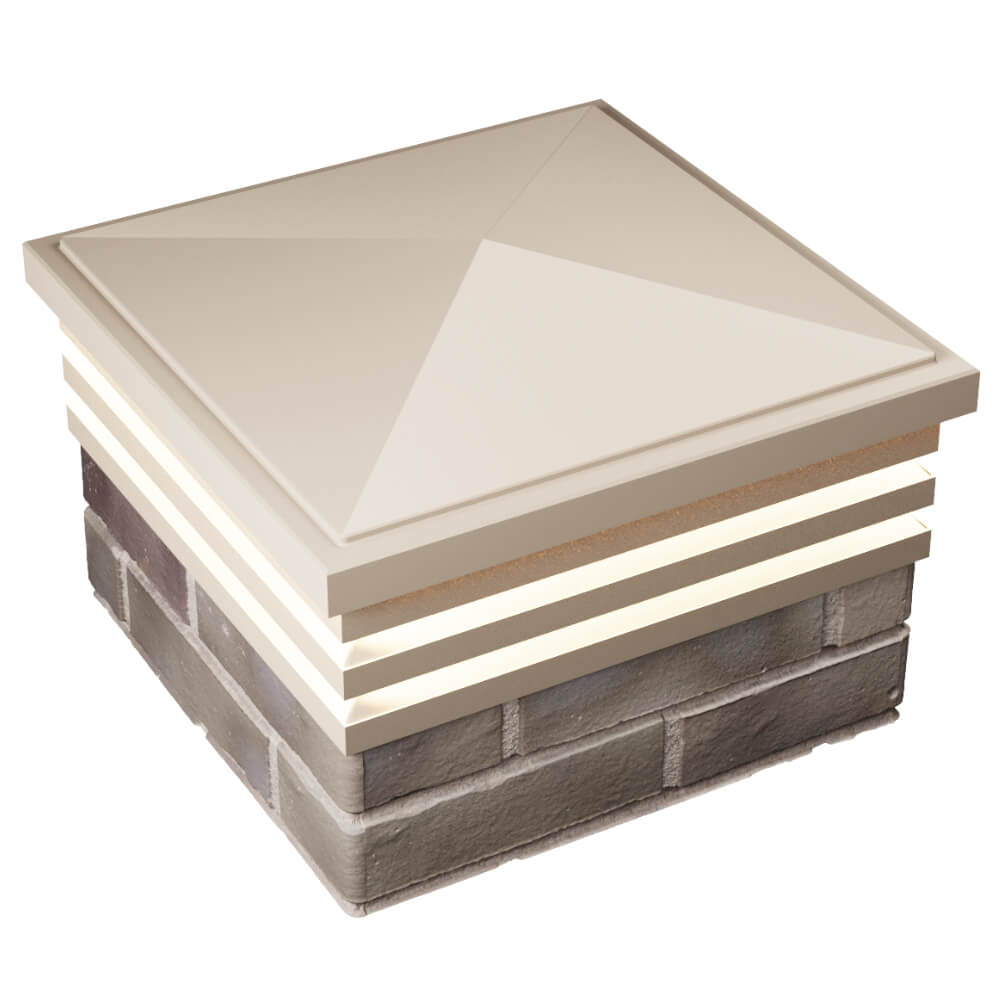 Колпак Zking Бона ХайТек Бежевый на столб 1.5х1.5 кирпича (385х385мм) с подсветкой в Клину фото