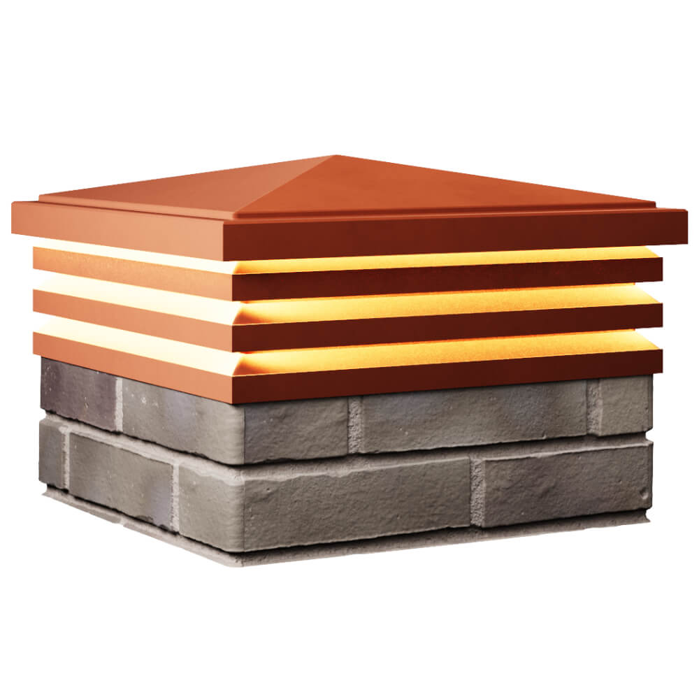 Колпак Zking Бона ХайТек Красный на столб 1.5х1.5 кирпича (385х385мм) с подсветкой в Клину фото