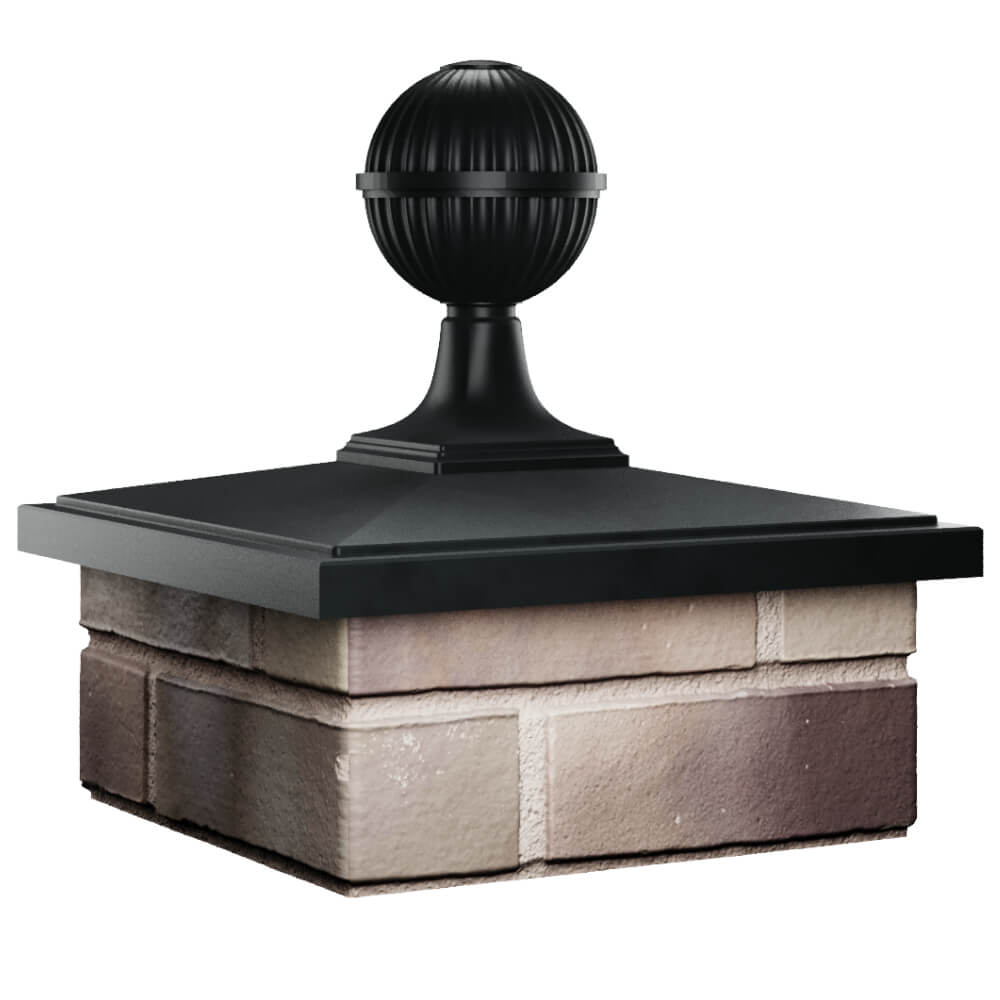 Колпак Zking БонаМоно Черный с шаром на столб 1.5х1.5 кирпича (385х385, 400х400мм) в сборе в Клину фото
