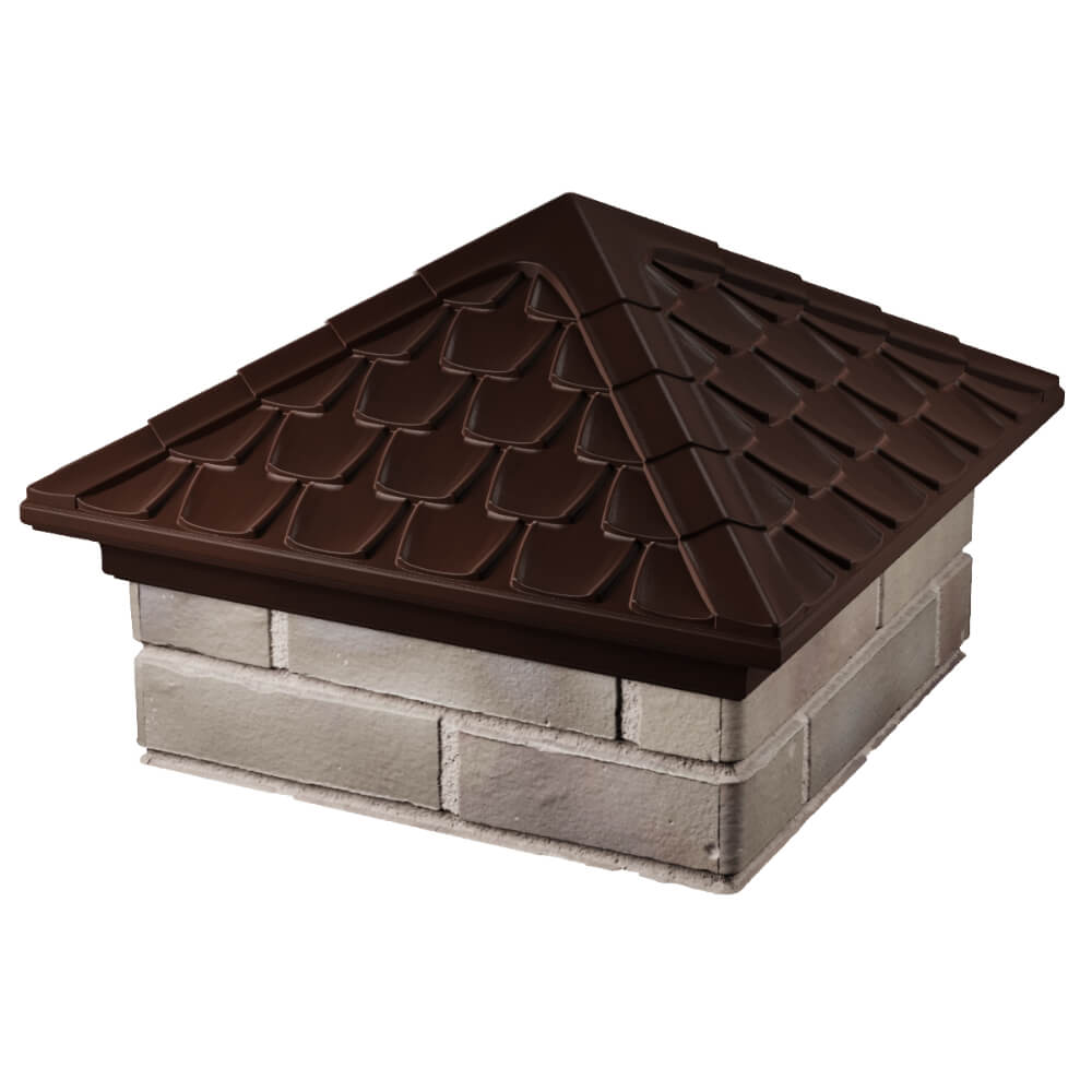 Колпак Zking Эльбрус Коричневый на столб 1.5х1.5 кирпича (385х385мм) в Клину фото