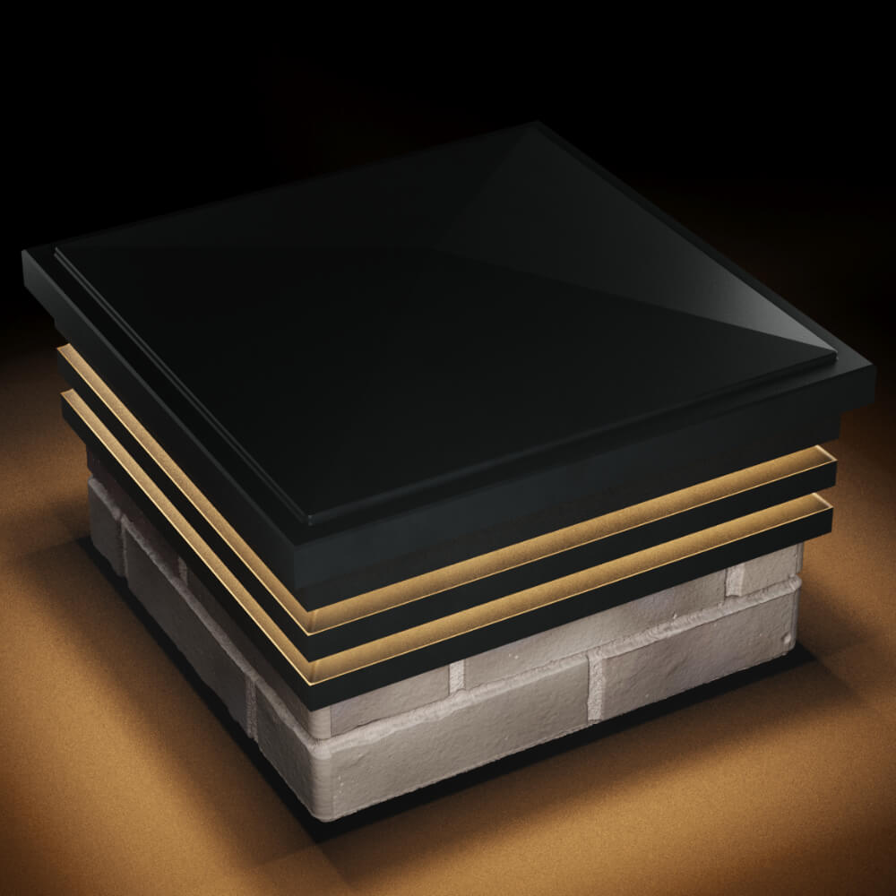 Колпак Zking Бона ХайТек Черный на столб 1.5х1.5 кирпича (385х385мм) с подсветкой в Клину фото