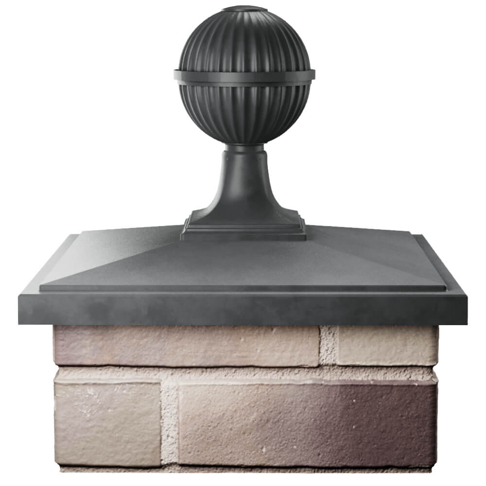 Колпак Zking БонаМоно Серый с шаром на столб 1.5х1.5 кирпича (385х385, 400х400мм) в сборе Клин фото