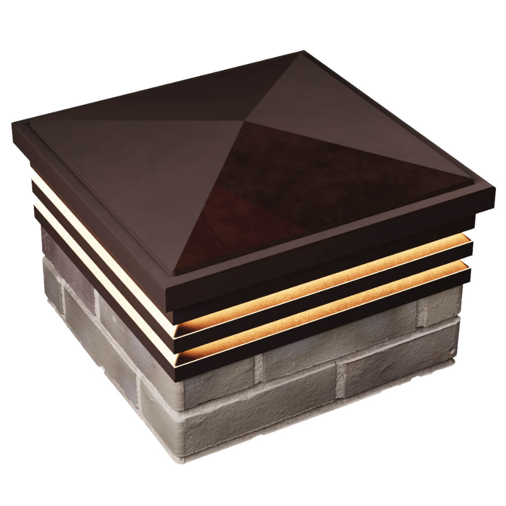 Колпак Zking Бона ХайТек Коричневый на столб 1.5х1.5 кирпича (385х385мм) с подсветкой в Клину фото