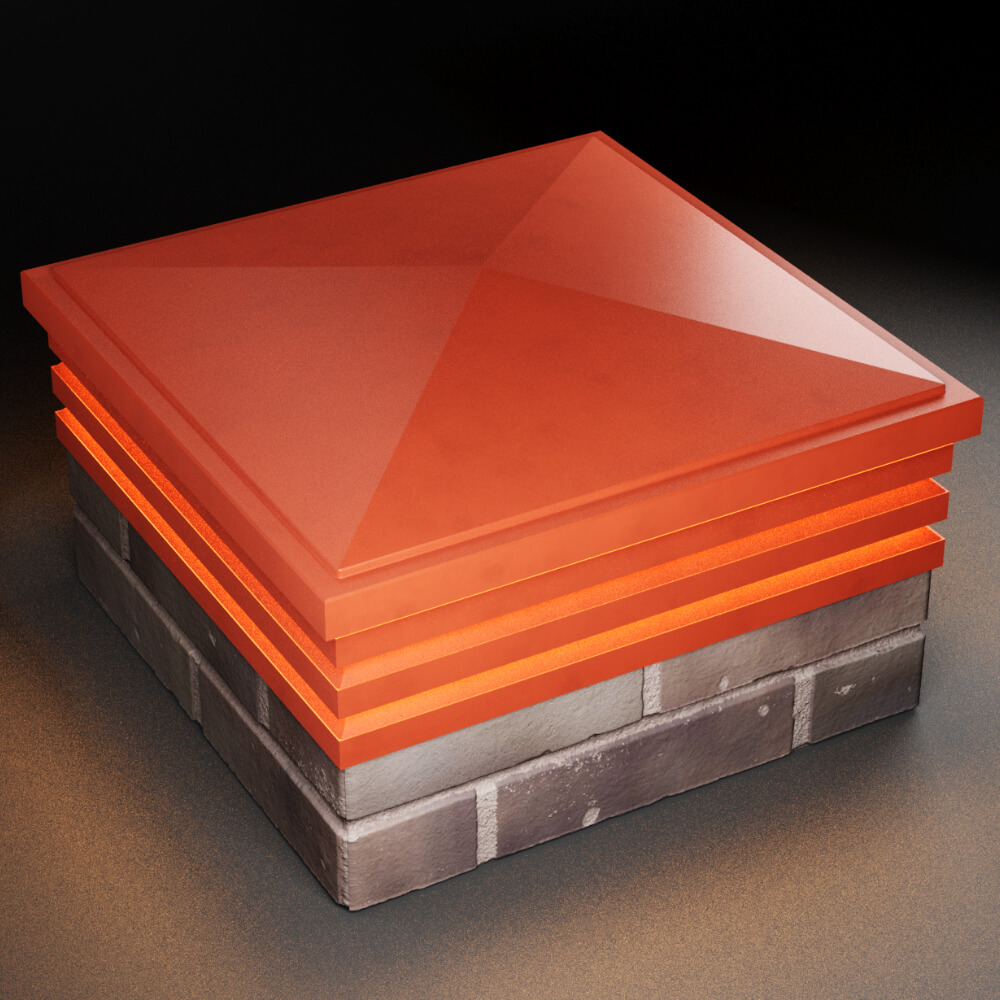 Колпак Zking Бона ХайТек Красный на столб 2х2 кирпича (513х513мм) с подсветкой в Клину фото