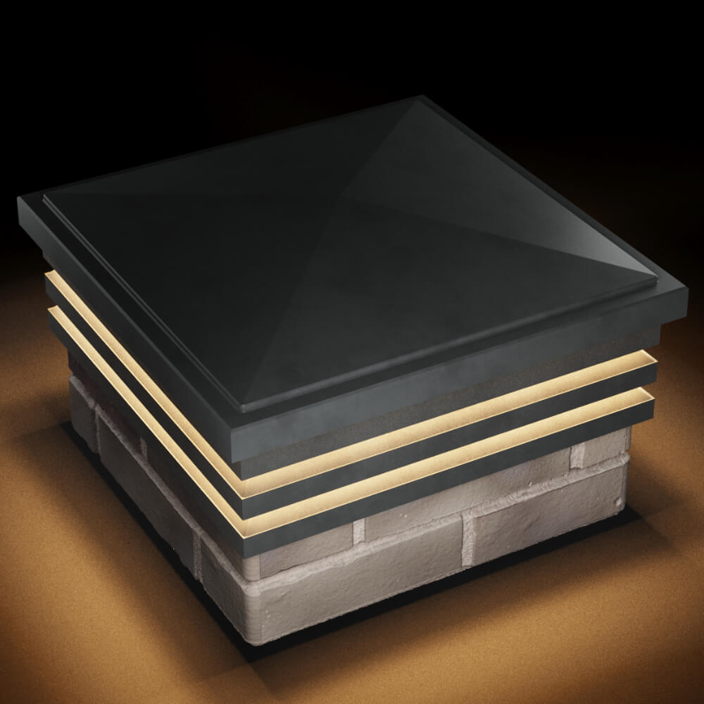 Колпак Zking Бона ХайТек Серый на столб 1.5х1.5 кирпича (385х385мм) с подсветкой в Клину фото