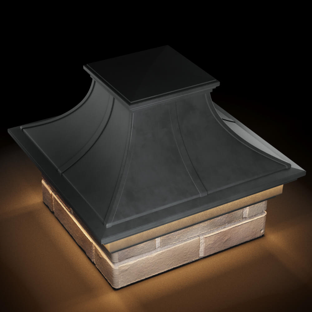 Колпак Zking Монблан Премиум Серый на столб 1.5х1.5 кирпича (385х385мм) с подсветкой в Клину фото