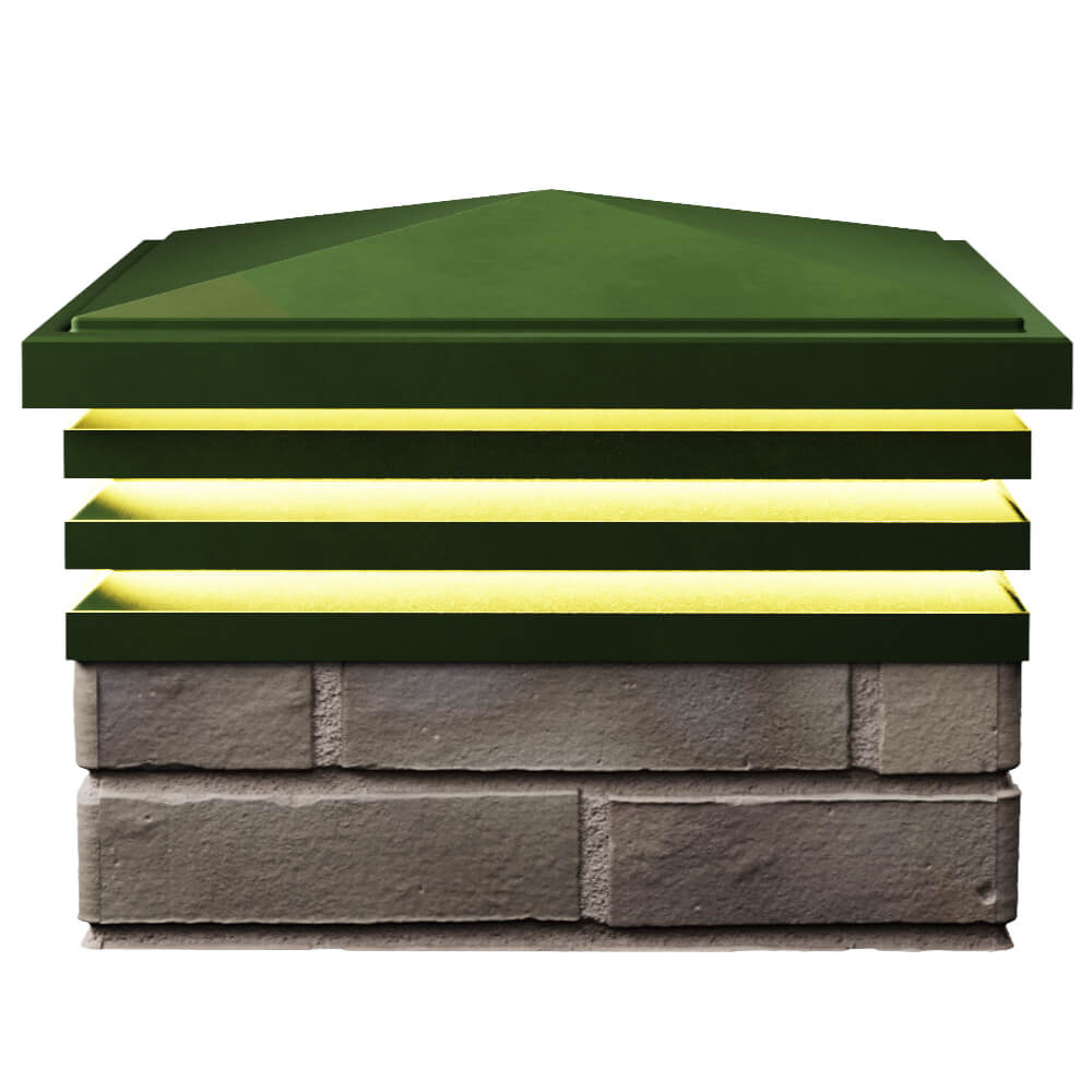 Колпак Zking Бона ХайТек Зеленый на столб 1.5х1.5 кирпича (385х385мм) с подсветкой в Клину фото