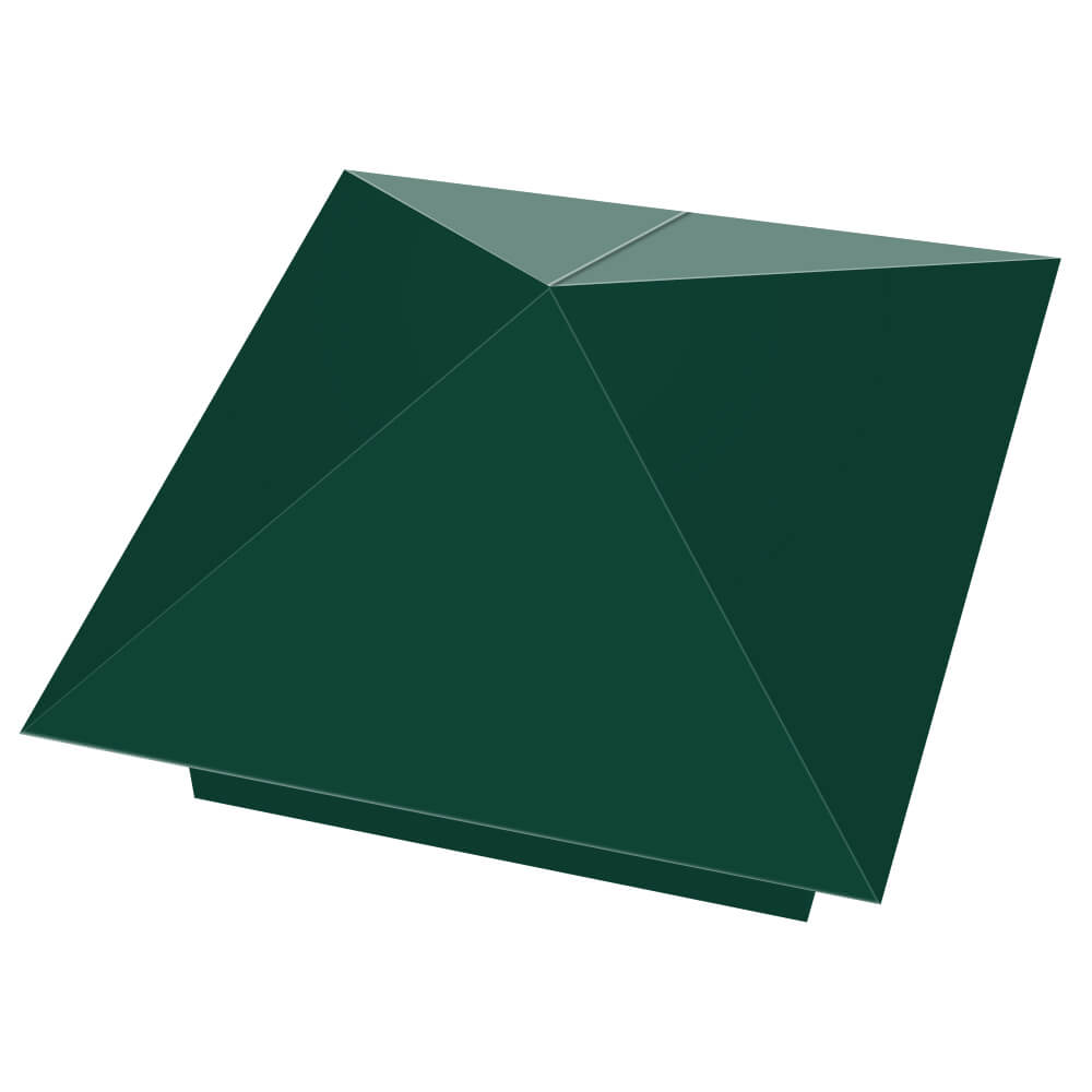 Колпак металлический 390х390мм RAL6005 Зеленый Мох заборный Клин фото