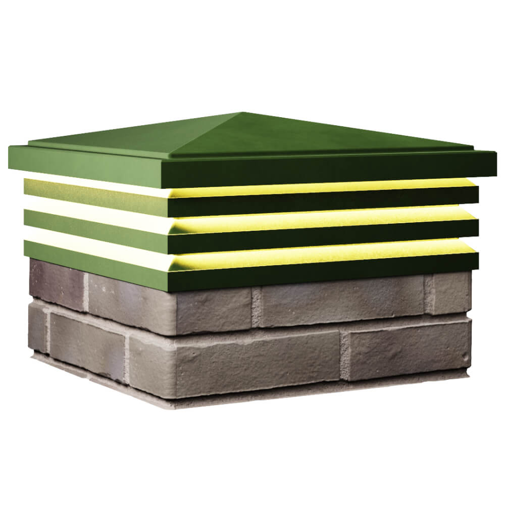 Колпак Zking Бона ХайТек Зеленый на столб 1.5х1.5 кирпича (385х385мм) с подсветкой в Клину фото