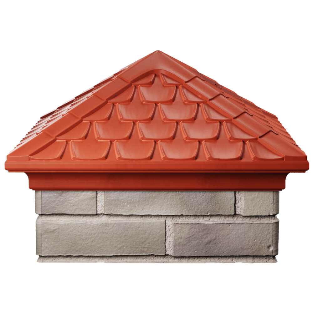 Колпак Zking Эльбрус Красный на столб 1.5х1.5 кирпича (385х385мм) Клин фото