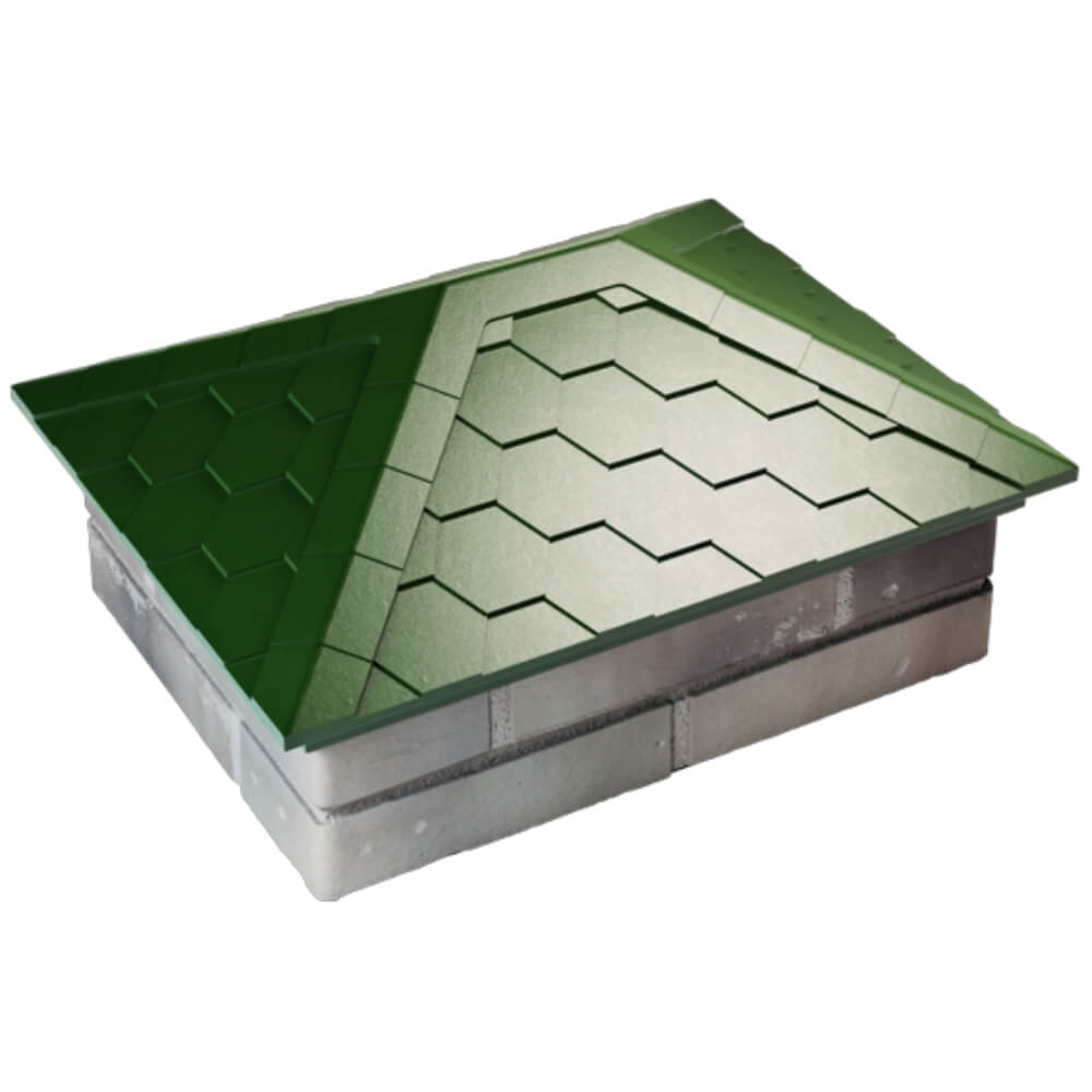 Колпак Zking Эверест Зеленый на столб 2х1.5 кирпича (520х390мм) Клин фото