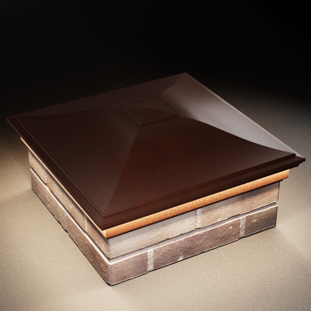 Колпак Zking Монблан Коричневый на столб 2х2 кирпича (515х515мм) c подсветкой в Клину фото