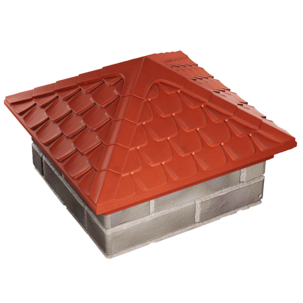 Колпак Zking Эльбрус Красный на столб 1.5х1.5 кирпича (385х385мм) в Клину фото