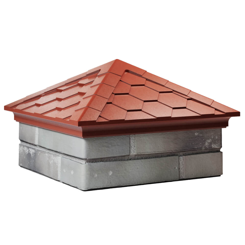 Колпак Zking Эверест Красный на столб 1.5х1.5 кирпича (390х390мм) в Клину фото