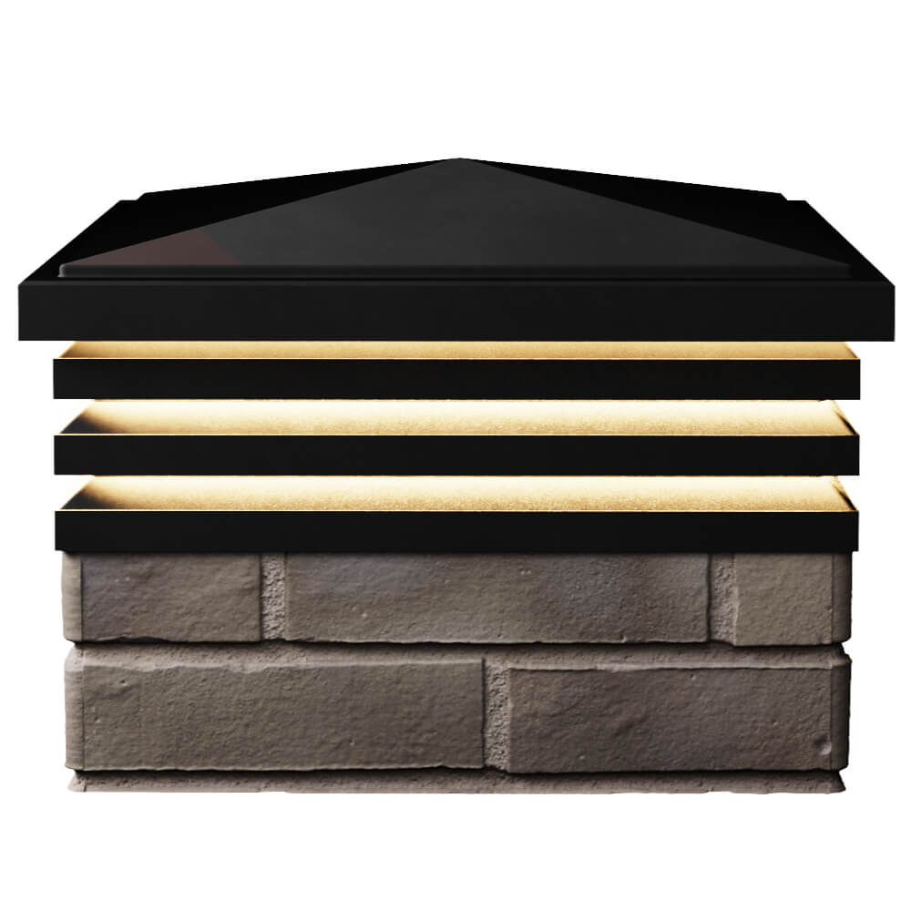 Колпак Zking Бона ХайТек Черный на столб 1.5х1.5 кирпича (385х385мм) с подсветкой в Клину фото