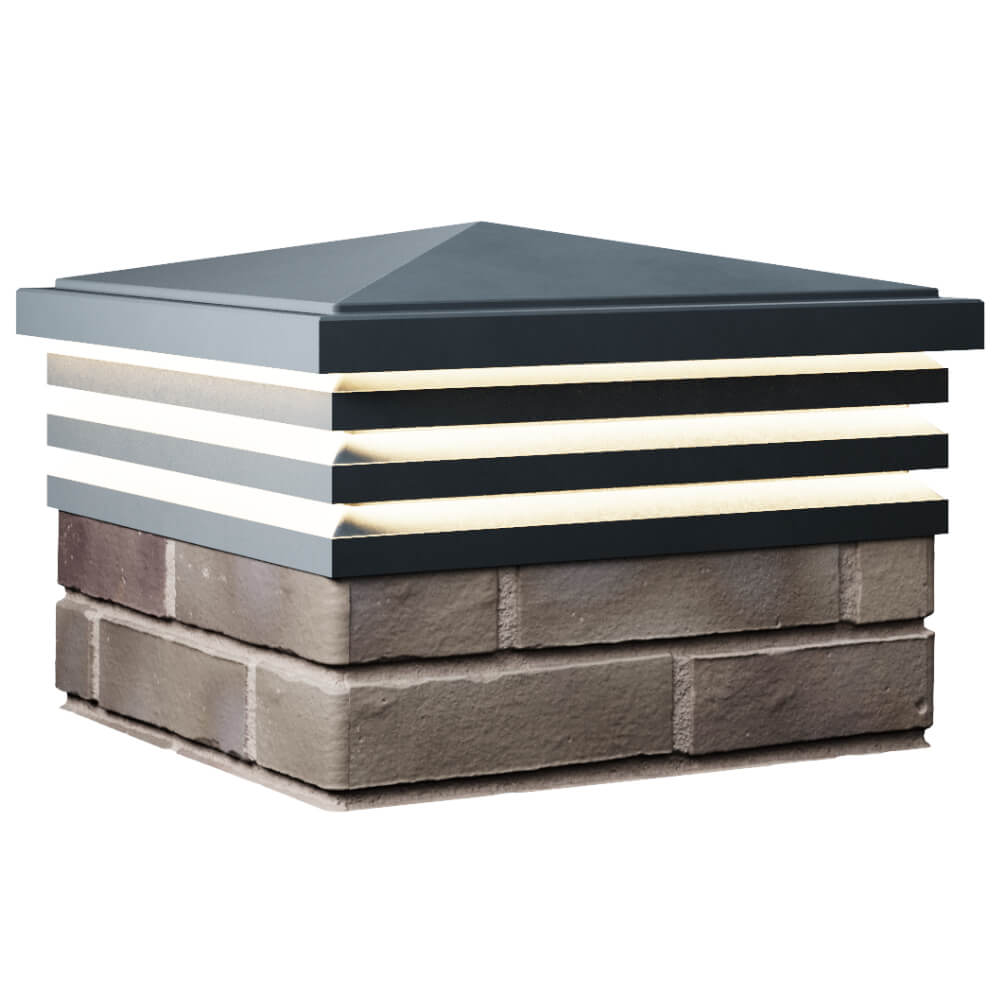 Колпак Zking Бона ХайТек Серый на столб 1.5х1.5 кирпича (385х385мм) с подсветкой в Клину фото