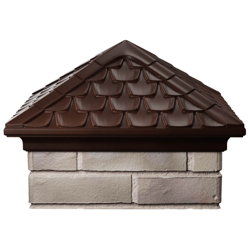 Колпак Zking Эльбрус Коричневый на столб 1.5х1.5 кирпича (385х385мм) Клин фото