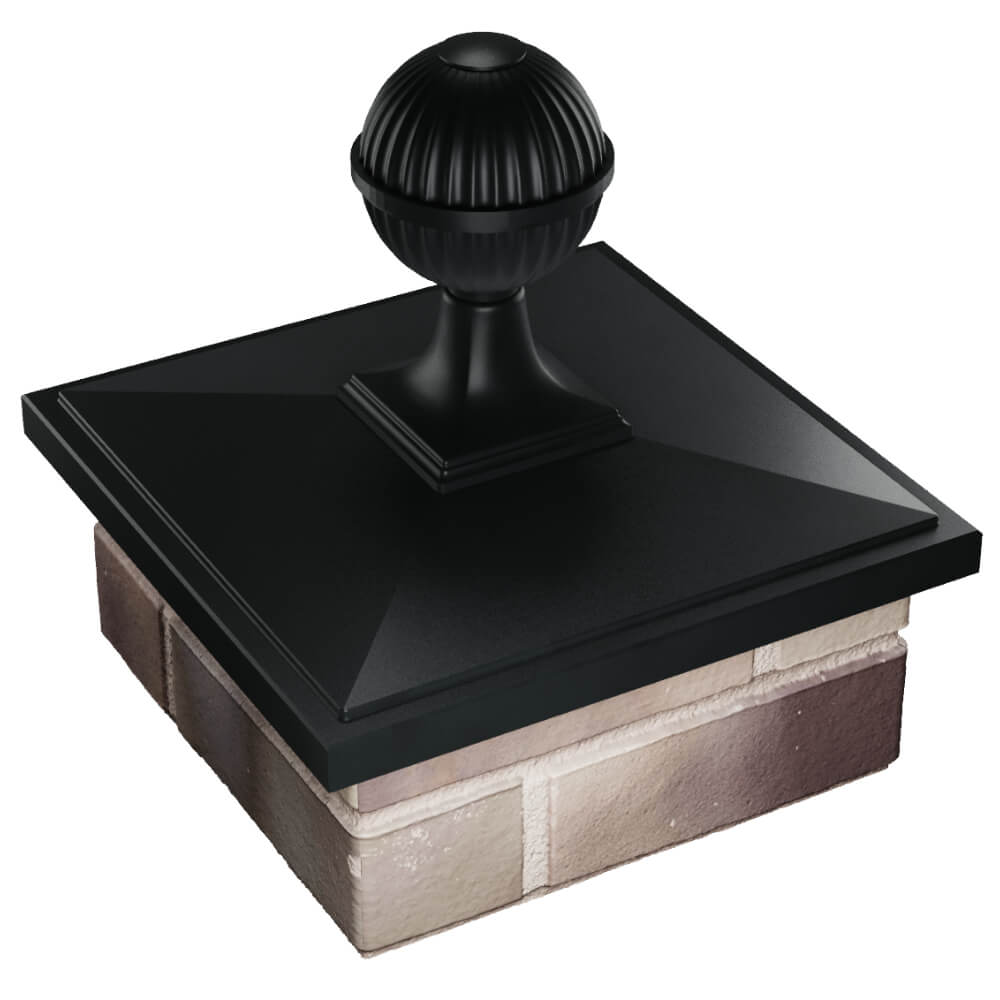 Колпак Zking БонаМоно Черный с шаром на столб 1.5х1.5 кирпича (385х385, 400х400мм) в сборе в Клину фото