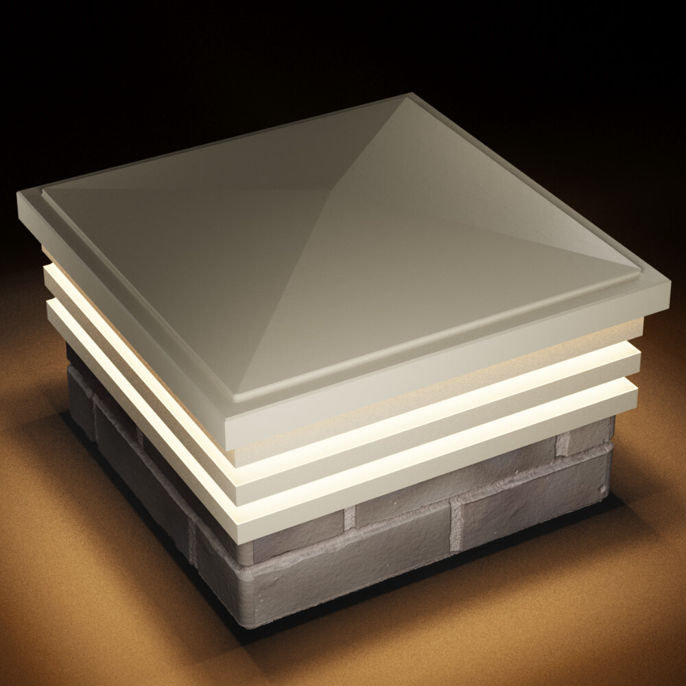 Колпак Zking Бона ХайТек Бежевый на столб 1.5х1.5 кирпича (385х385мм) с подсветкой в Клину фото