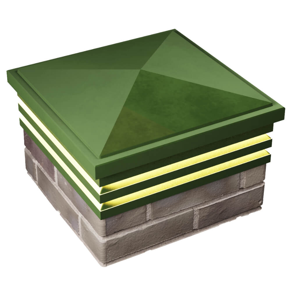 Колпак Zking Бона ХайТек Зеленый на столб 1.5х1.5 кирпича (385х385мм) с подсветкой в Клину фото