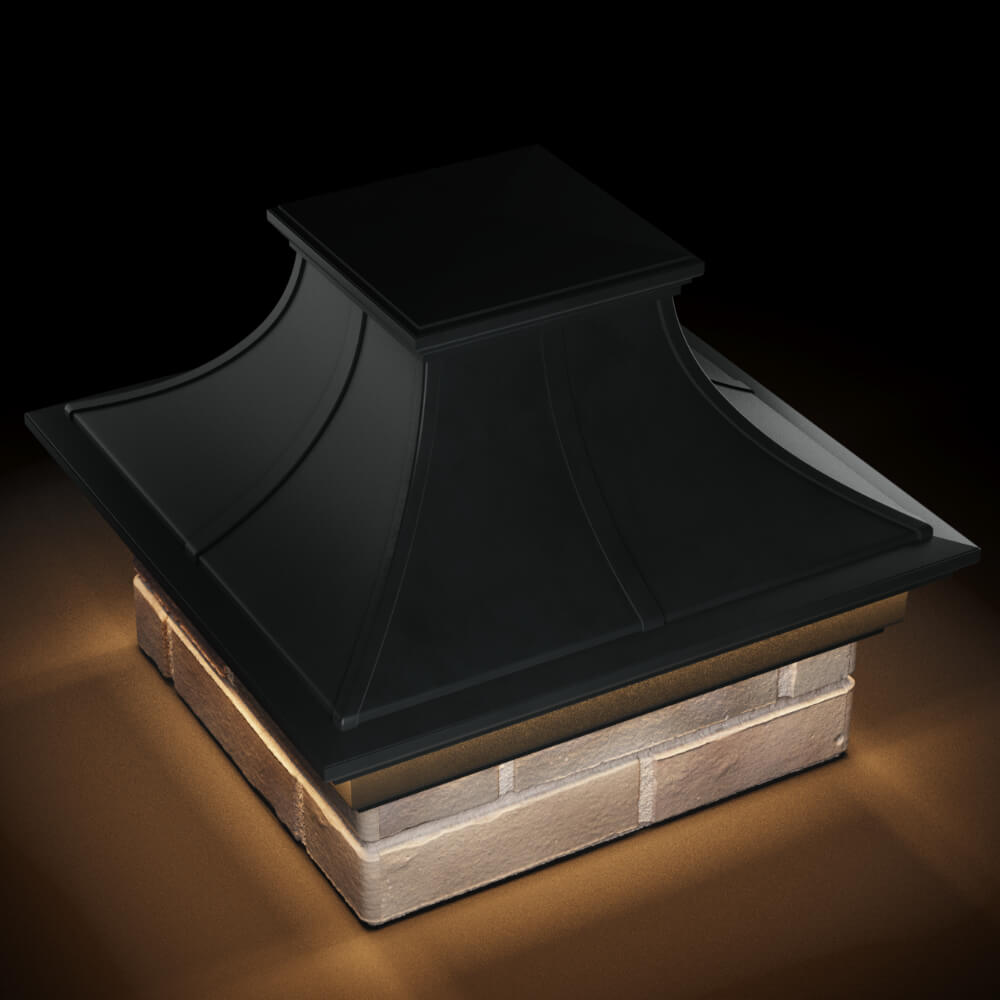 Колпак Zking Монблан Премиум Черный на столб 1.5х1.5 кирпича (385х385мм) с подсветкой в Клину фото