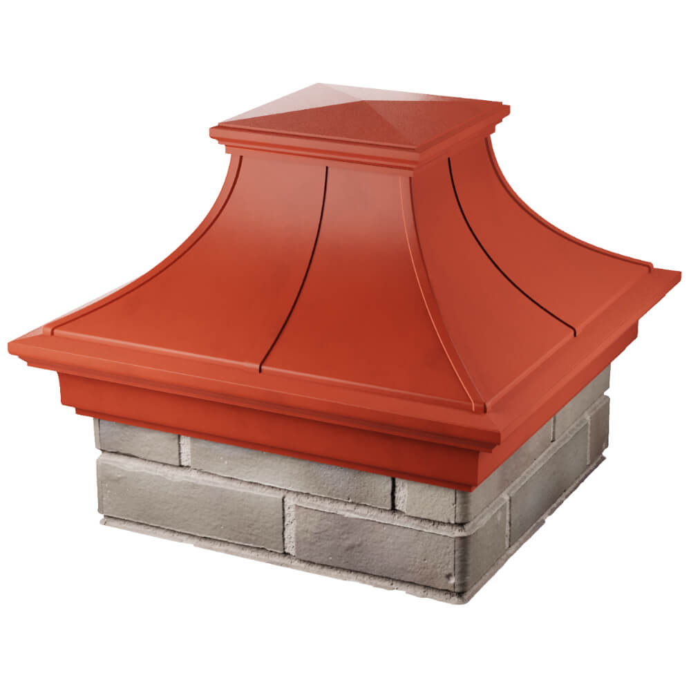 Колпак Zking Монблан Премиум Красный на столб 1.5х1.5 кирпича (385х385мм) в Клину фото