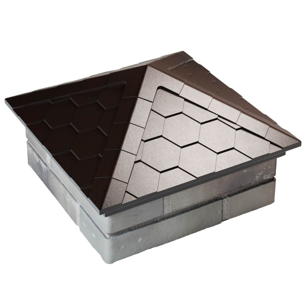 Колпак Zking Эверест Коричневый на столб 1.5х1.5 кирпича (390х390мм) в Клину фото