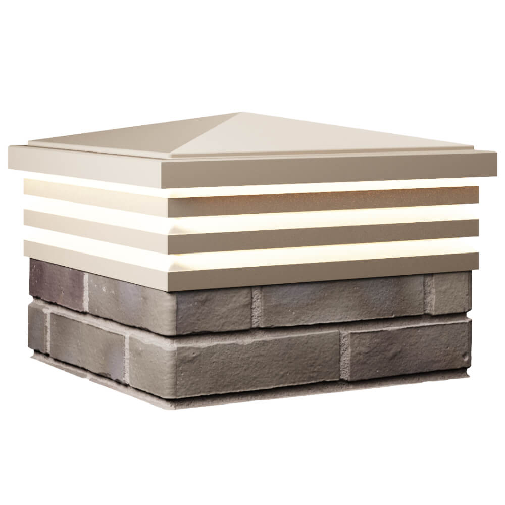 Колпак Zking Бона ХайТек Бежевый на столб 1.5х1.5 кирпича (385х385мм) с подсветкой в Клину фото