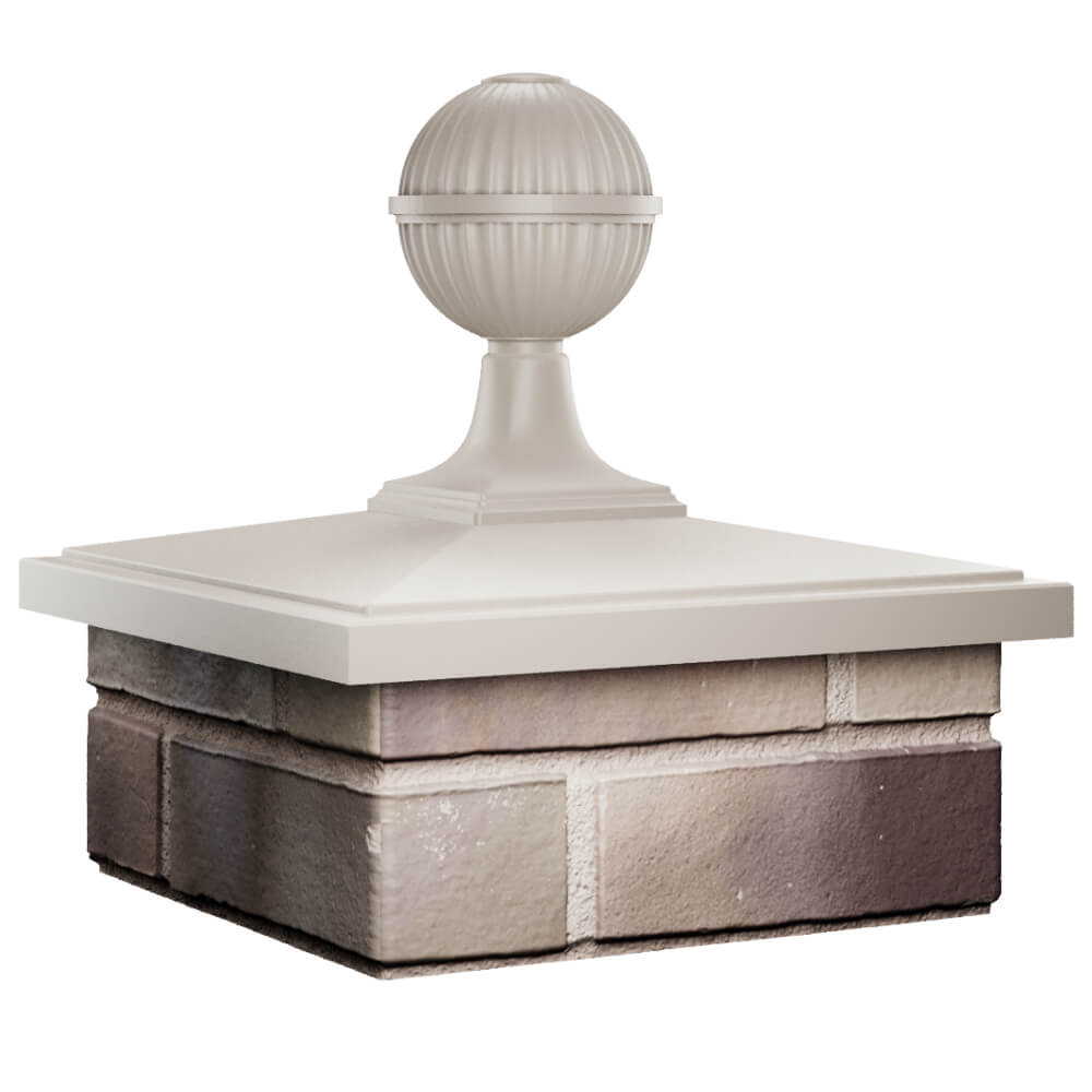 Колпак Zking БонаМоно Бежевый с шаром на столб 1.5х1.5 кирпича (385х385, 400х400мм) в сборе в Клину фото