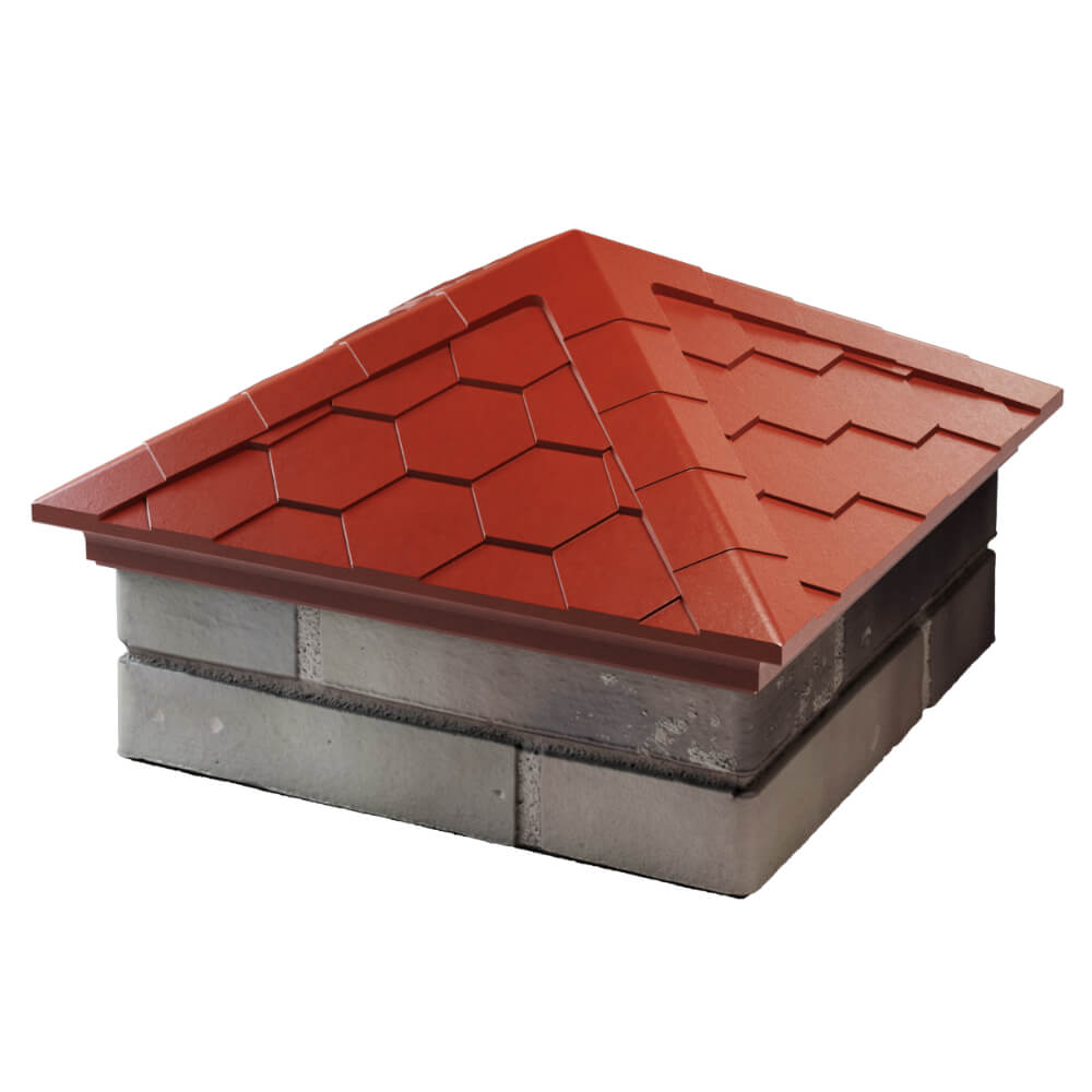 Колпак Zking Эверест Красный на столб 1.5х1.5 кирпича (390х390мм) в Клину фото