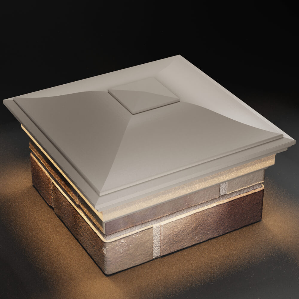 Колпак Zking Монблан Бежевый на столб 1.5х1.5 кирпича (385х385мм) с подсветкой в Клину фото