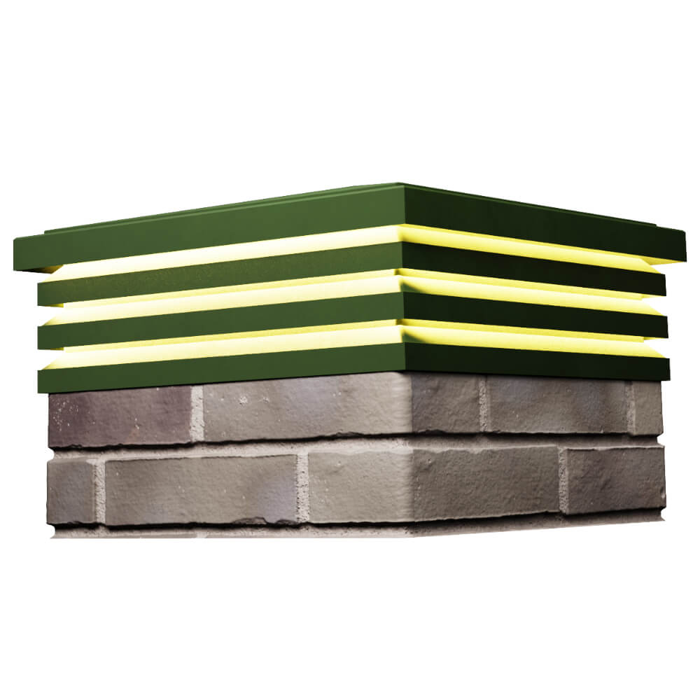 Колпак Zking Бона ХайТек Зеленый на столб 1.5х1.5 кирпича (385х385мм) с подсветкой в Клину фото