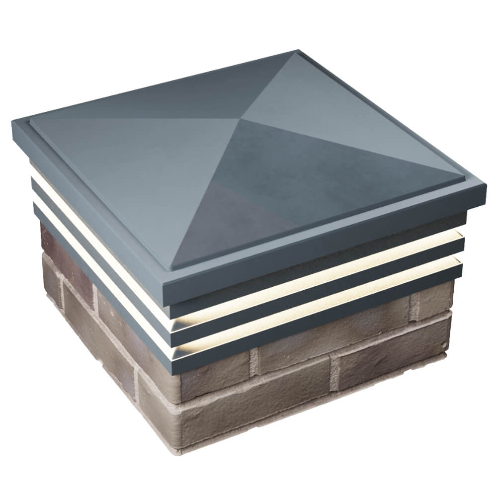 Колпак Zking Бона ХайТек Серый на столб 1.5х1.5 кирпича (385х385мм) с подсветкой в Клину фото