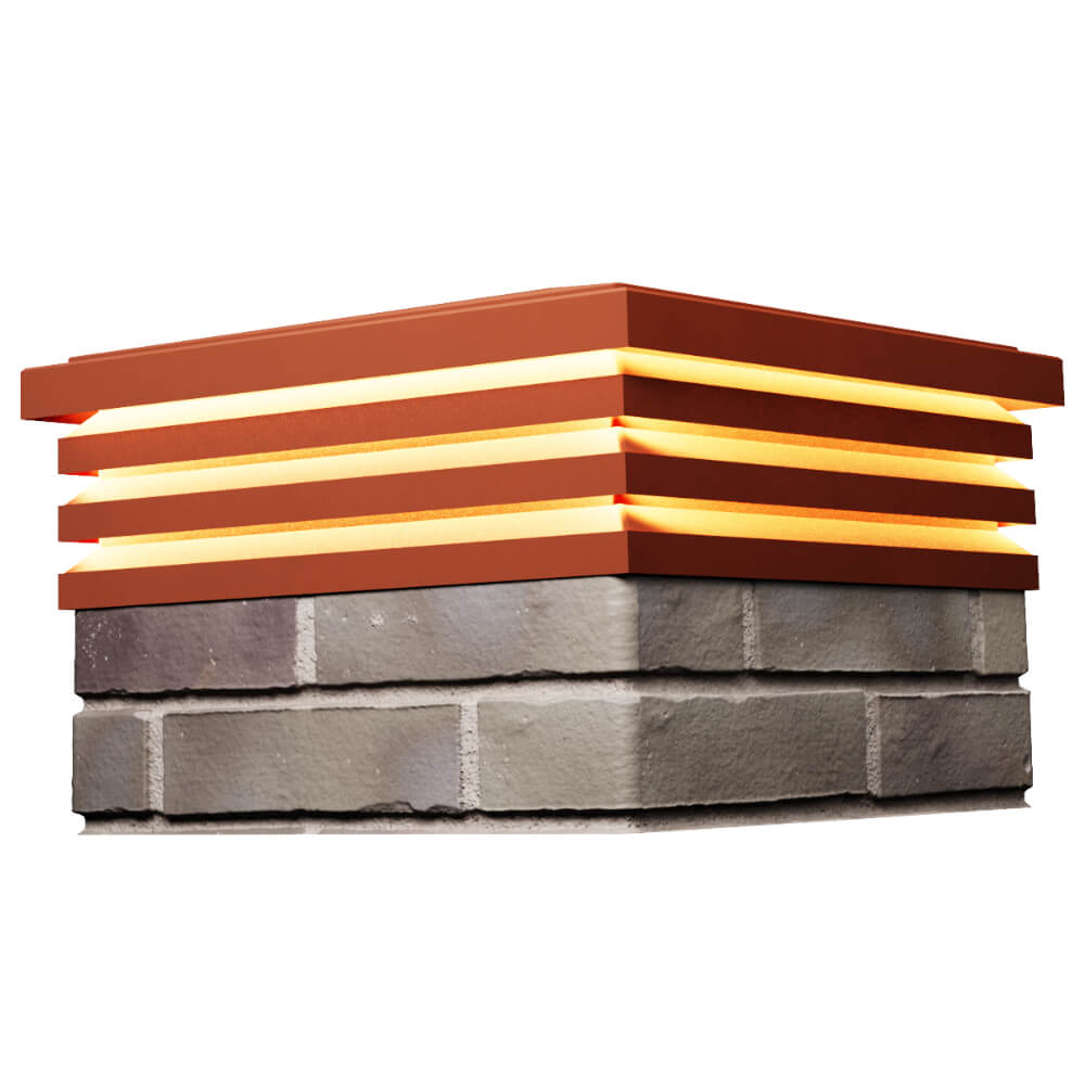 Колпак Zking Бона ХайТек Красный на столб 1.5х1.5 кирпича (385х385мм) с подсветкой в Клину фото