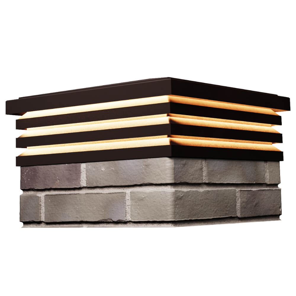 Колпак Zking Бона ХайТек Коричневый на столб 1.5х1.5 кирпича (385х385мм) с подсветкой в Клину фото