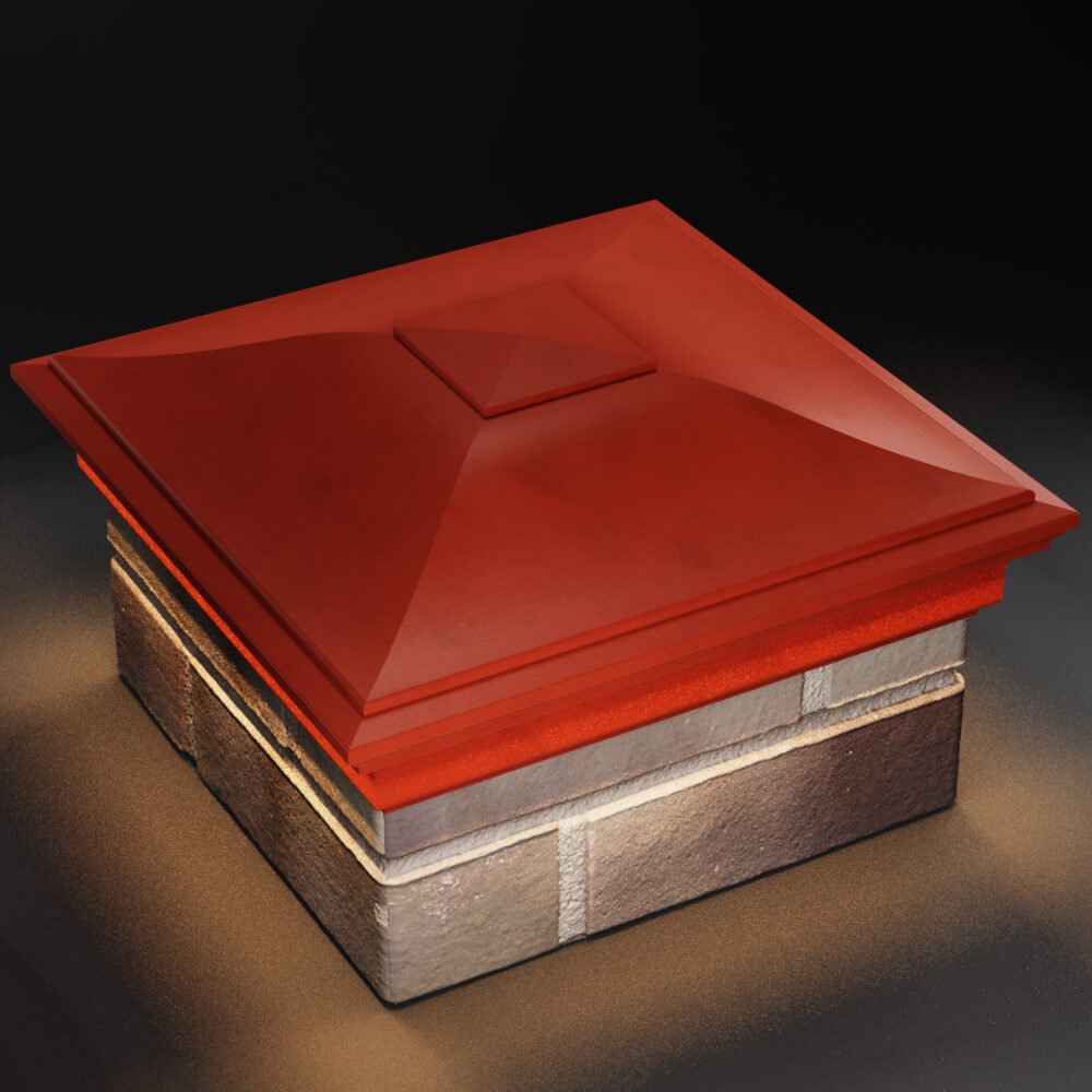 Колпак Zking Монблан Красный на столб 1.5х1.5 кирпича (385х385мм) с подсветкой в Клину фото