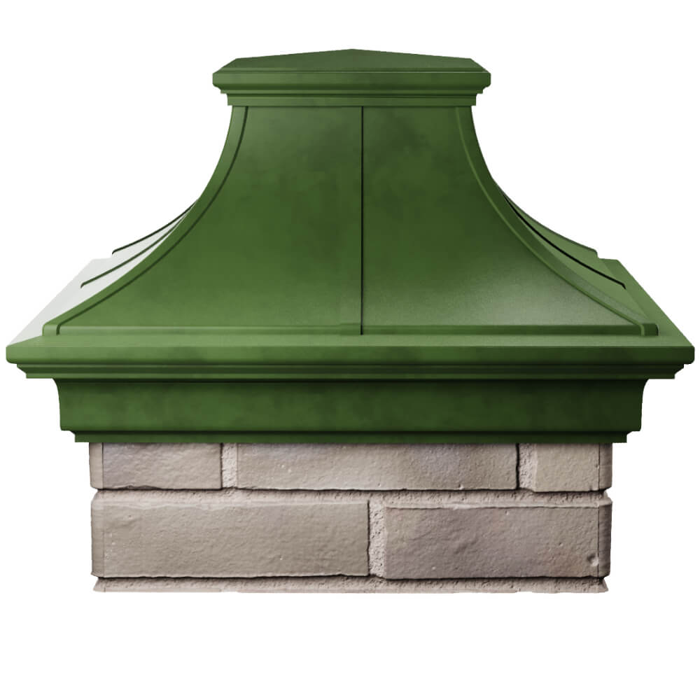 Колпак Zking Монблан Премиум Зеленый на столб 1.5х1.5 кирпича (385х385мм) Клин фото