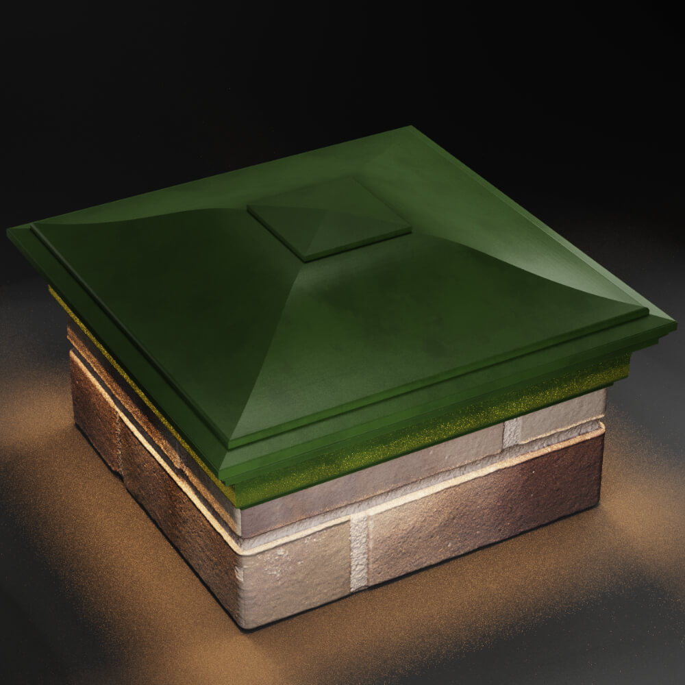 Колпак Zking Монблан Зеленый на столб 1.5х1.5 кирпича (385х385мм) с подсветкой в Клину фото