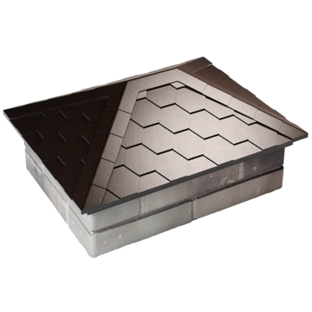 Колпак Zking Эверест Коричневый на столб 2х1.5 кирпича (520х390мм) Клин фото