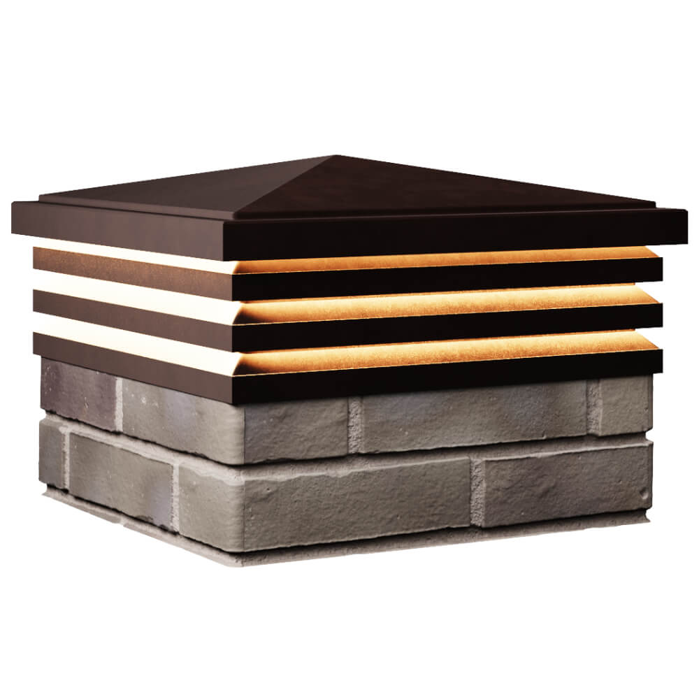 Колпак Zking Бона ХайТек Коричневый на столб 1.5х1.5 кирпича (385х385мм) с подсветкой в Клину фото