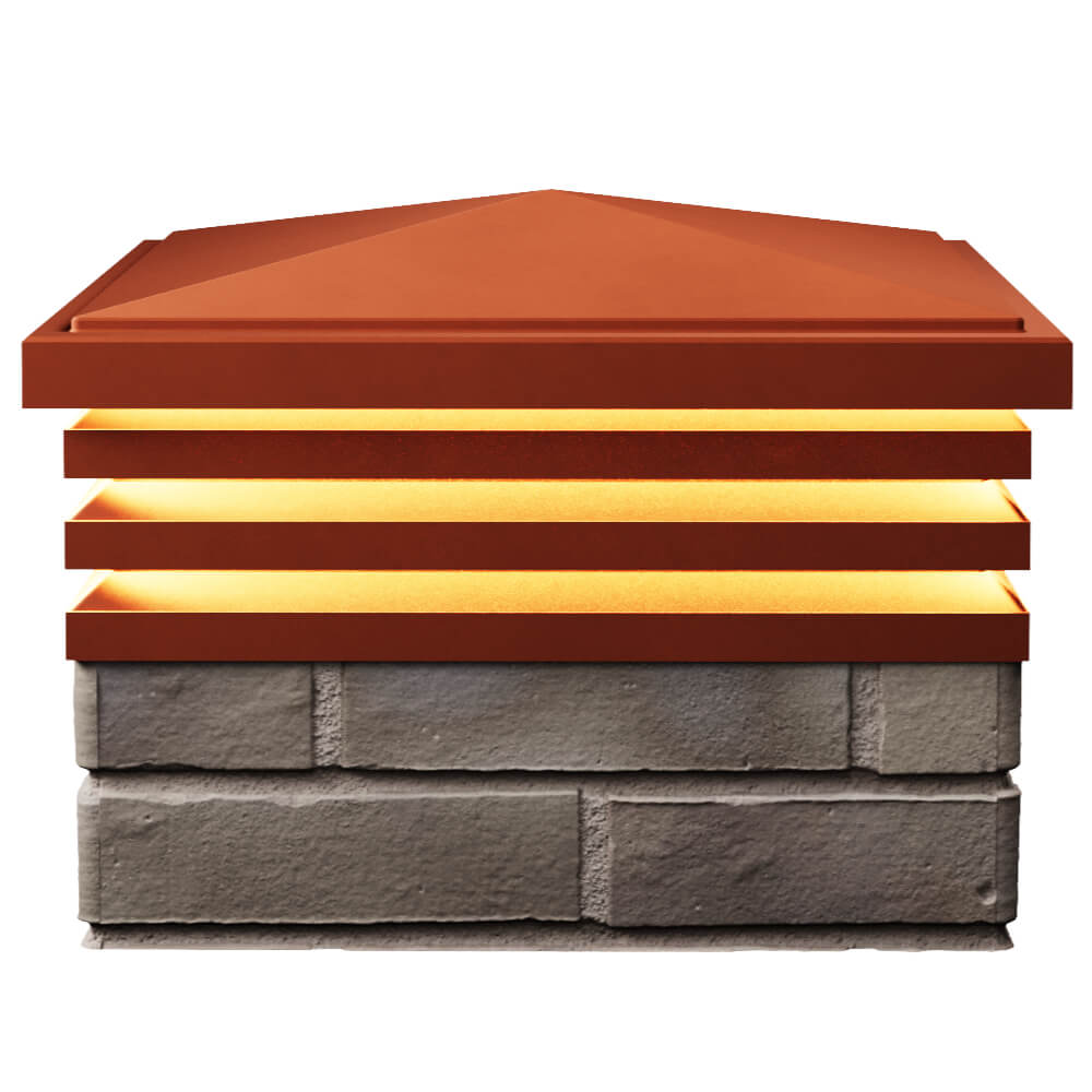 Колпак Zking Бона ХайТек Красный на столб 1.5х1.5 кирпича (385х385мм) с подсветкой в Клину фото