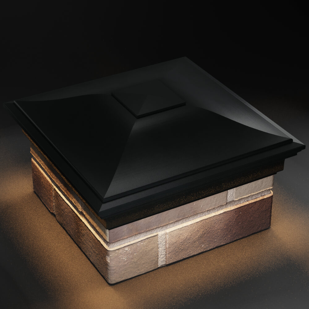 Колпак Zking Монблан Черный на столб 1.5х1.5 кирпича (385х385мм) с подсветкой в Клину фото