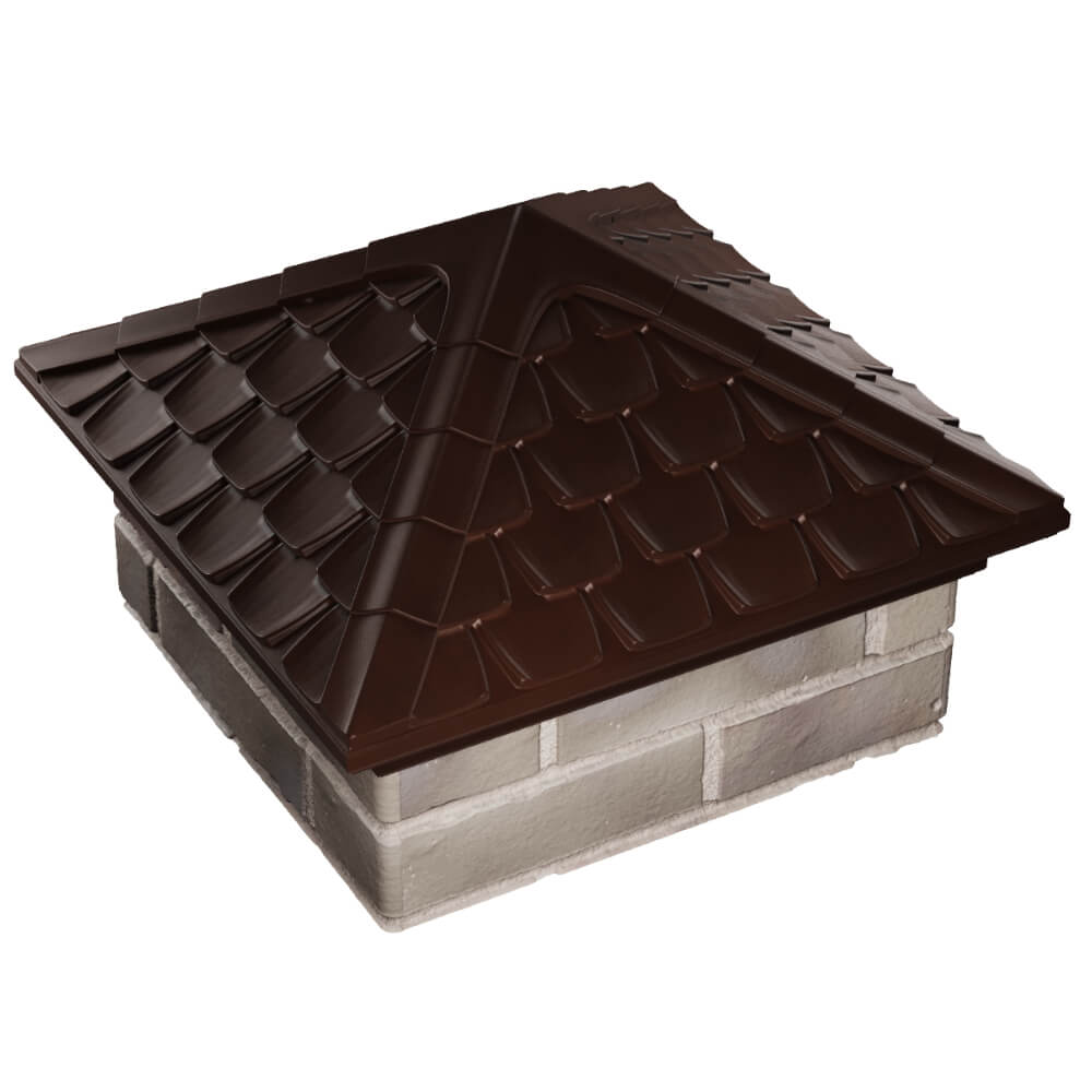 Колпак Zking Эльбрус Коричневый на столб 1.5х1.5 кирпича (385х385мм) в Клину фото