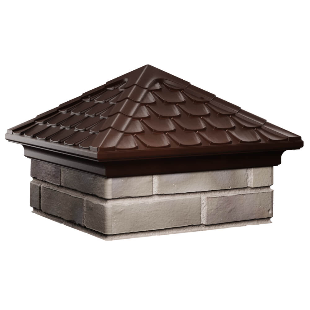 Колпак Zking Эльбрус Коричневый на столб 1.5х1.5 кирпича (385х385мм) в Клину фото